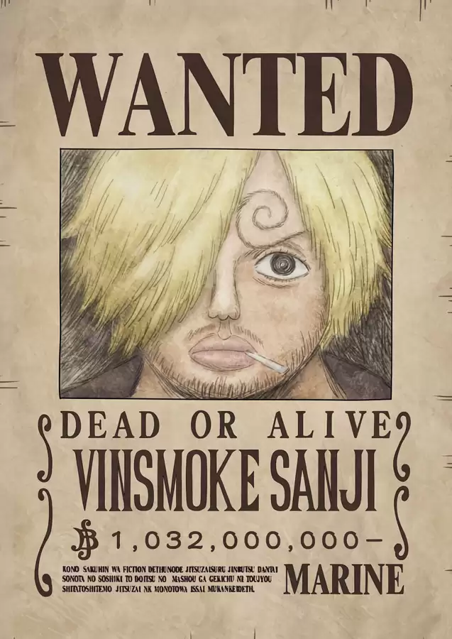 ������ �������� One Piece - Vinsmoke Sanji Wanted Poster