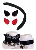  at set 01 - tail + clip on cat ear bad kitty+ lace collar