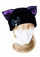 ����� Fleece Hat - Kiyomi Cute Elegant Cat Fleece Hat - Purple