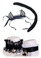  Aki cat set 01 - tail + kitty headpiec checker + lace collar