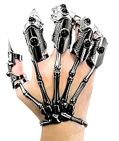    Punk Vintage Skull Ghost Claw Metal Pearl Ring Five Finger