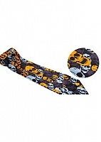  Orange - Grey Skull Heads Tie