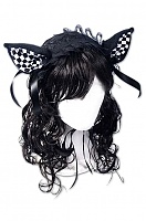  Dark Sweet Kitty Lolita Headpiece (Checkered)