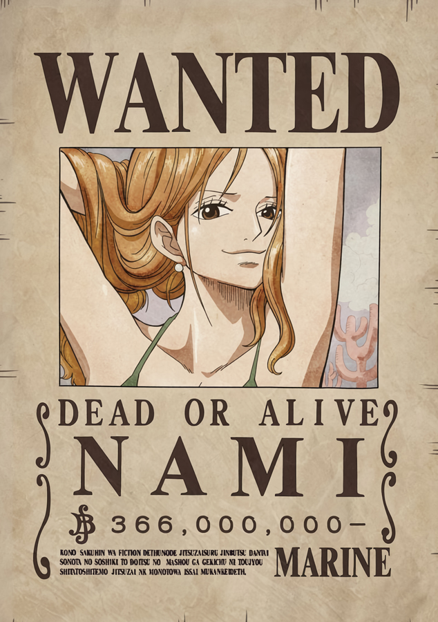 ������ �������� One Piece - Nami Wanted Poster