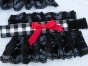    Amaya (night rain) checkered lace wrist cuffs (1x pair red)