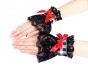    Amaya (night rain) checkered lace wrist cuffs (1x pair red)