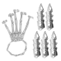   Punk Vintage Skull Ghost Claw Metal Pearl Ring Five Finger